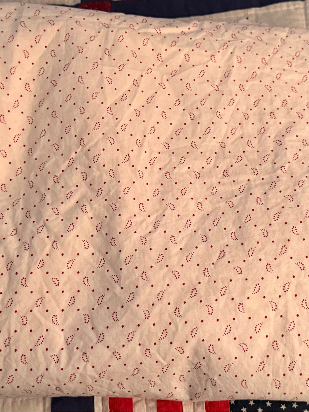Vintage Tommy Hilfiger Red & White Paisley Cotton Twin Size Flat Sheet